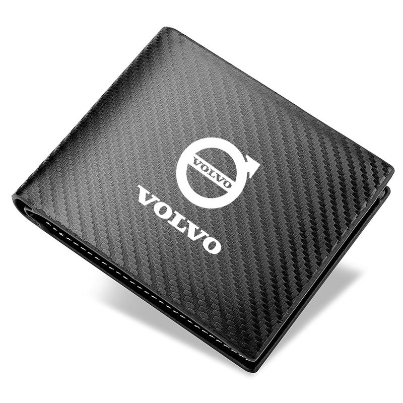 Leather Carbon Fiber Car Logo Wallet Driver License Credit Card Purses for Volvo Rdesign V40 V50 XC70 XC60 S90 XC90 S60 XC40 V60