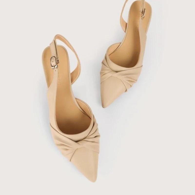 Модные плиссированные босоножки с острым носком для женщин, новые простые босоножки на шпильке, повседневные, удобные, Zapatos Mujer