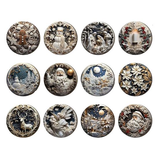 Рождественские деревянные украшения круглые винтажные сцена Рождества Санта снеговик подвесные