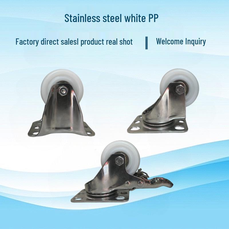 1.5/2-inch 304 Stainless Steel Nylon Furniture Casters with Brake, Silent Swivel White Wheels