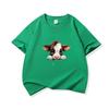 Kids Cotton T Shirt Dark Brown Peeking Cow Print Crew Neck Short Sleeve Tee Casual Boys Girls Summer Tops