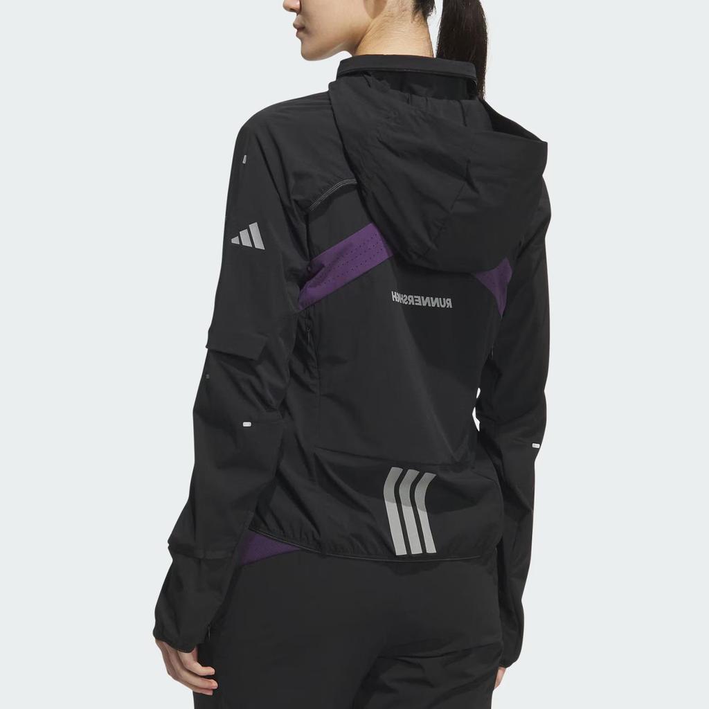 adidas Женская беговая куртка RUN W BREEZE J Черный/Фиолетовый KF4923