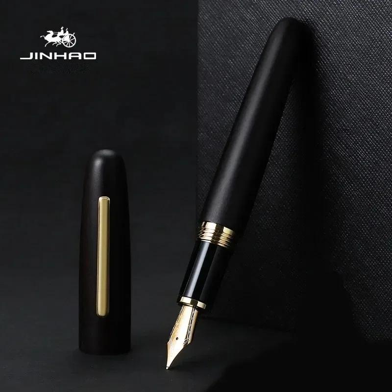 JINHAO 9056 Деревянная перьевая ручка Подарок Классическая Золотое M перо Вращающаяся Эбеновое Дерево Грецкий Орех Палисандр Школьник Офисные Принадлежности Канцелярские Товары