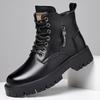 Men's Fashion Korean European Hiking Boots - Waterproof, Thick Sole, Comfortable, Front Lace-Up Style