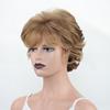 Женский синтетический парик, смешанные коричневые светлые парики, короткие многослойные кудрявый парик с челкой для женщин, повседневный праздничный костюм, термостойкое волокно