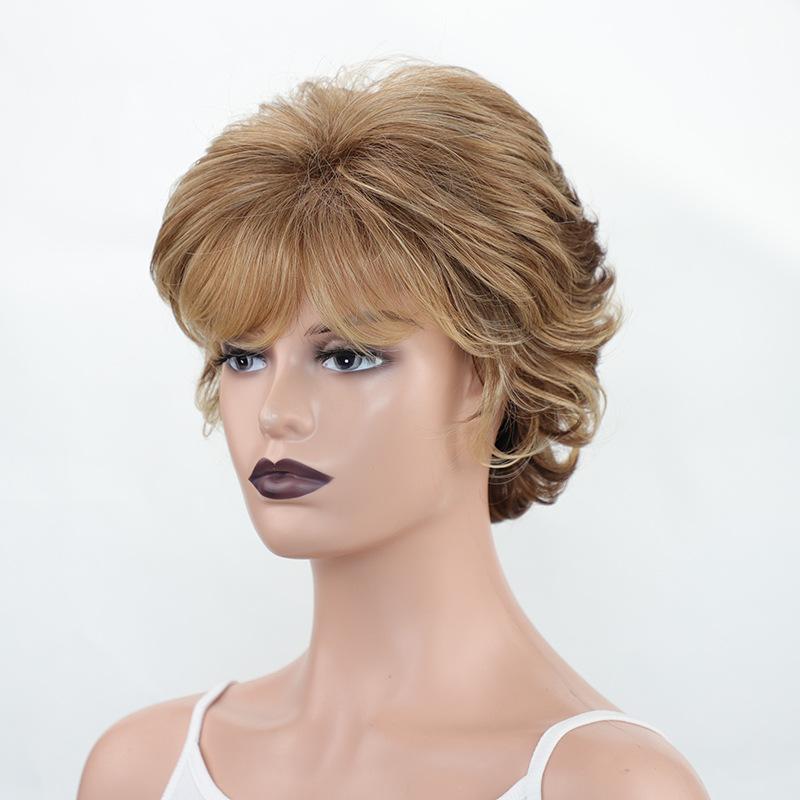 Женский синтетический парик, смешанные коричневые светлые парики, короткие многослойные кудрявый парик с челкой для женщин, повседневный праздничный костюм, термостойкое волокно