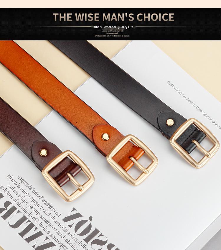 2024 Ретро Корейский Стиль Женский Ремень из Натуральной Коровьей Кожи и Денима