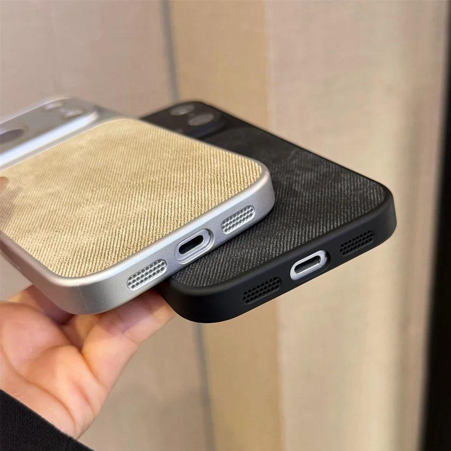 Vintage Denim Jeans Washed Color Phone Case For iPhone 17 16 15 14 13 Pro Max Camera Protection Shockproof Matte Cover Funda