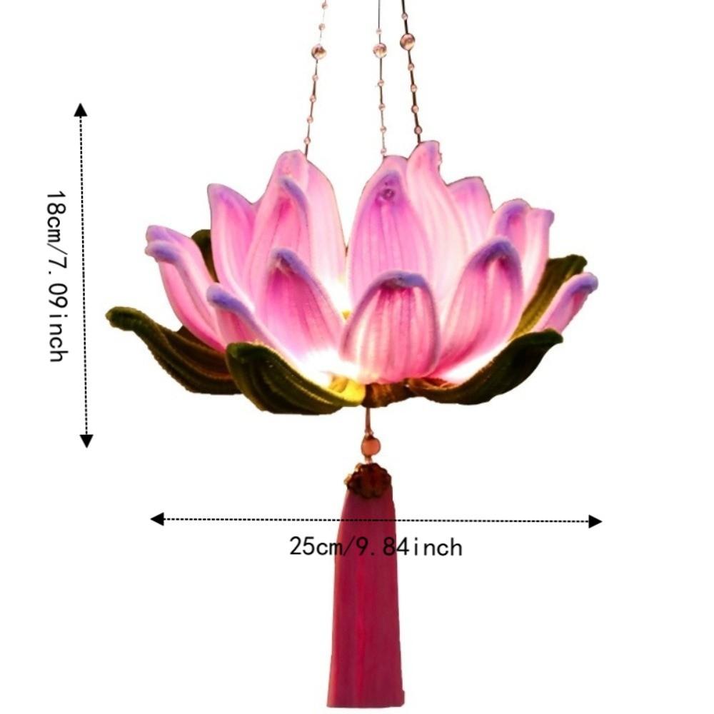 3D Twisted Stick Lotus Flower Lantern Luminous Handheld Lantern Traditional Decor