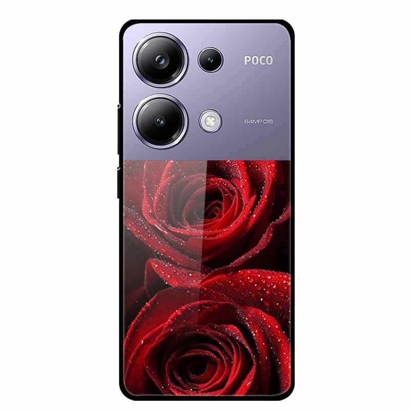 Красочный эстетичный чехол из закаленного стекла для Redmi 12 5G и POCO M6 PRO