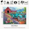 2D Rustic Farm Barn and Teal Truck Backdrop for Spring Party Photoshoot