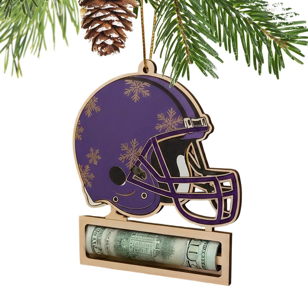 Cash Holder Football Helmet Charm Creative Helmet Wooden Party Supplies Christmas Helmet Money Holder Ornament For Birthday