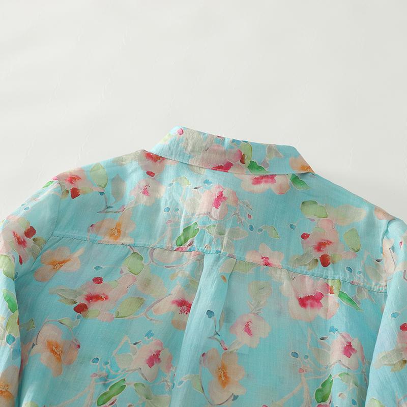 DIMANAF Новые женские топы больших размеров с цветочным принтом, рубашки, футболки, повседневная свободная блузка, осенний принт, хлопок, длинный рукав, на пуговицах