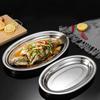 Multi-Size 304 Stainless Steel Oval Fish Plates Household Food Dinner Steamed Shallow Plate Dishes Kitchen Tableware Dinnerware
