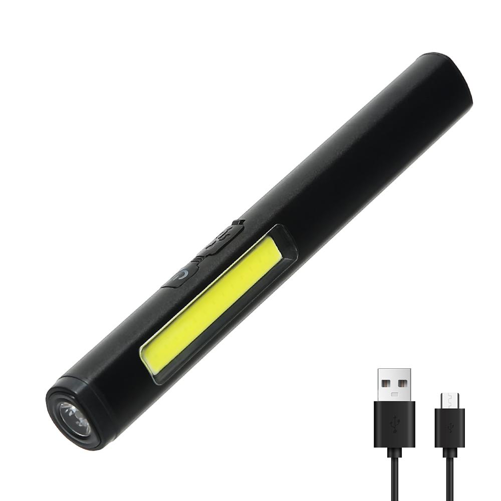 Светодиодный фонарик с USB-зарядкой, боковой COB, портативный, МИНИ, с клипсой-ручкой, встроенный аккумулятор, многофункциональный, для кемпинга, аварийный фонарь