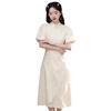 Improved version of cheongsam 1011 new beige lace young girls can wear national style small dress every day