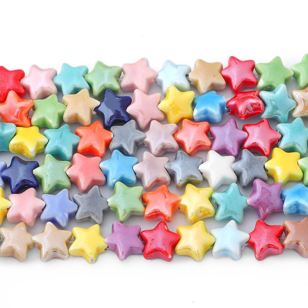 10 шт., 14 мм, выбор цвета, керамические бусины с пятиконечной звездой для изготовления ювелирных изделий, ожерелье, браслет, серьги «сделай сам»