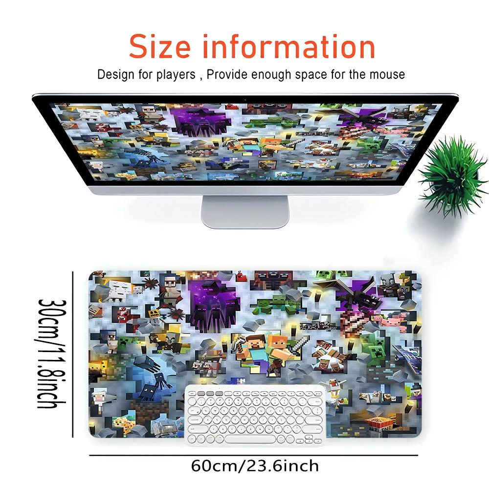 Minecraft Characters Collage Large Gaming Mouse Pad Nonslip Rubber Base Waterproof Desk Mat For Office Pc Laptop