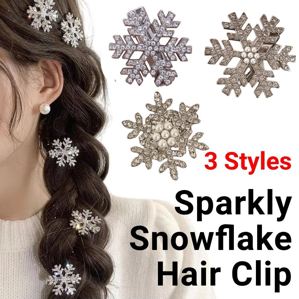 Fashion Women's Snowflake Headwear Elegant Girl's Festive Duckbill Clip for 10Pcs Hair Accessories