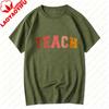 Teach Retro Gradient Varsity Letter Graphic TShirt Teacher Classroom Back To School Casual Cotton Short Sleeve Basic Tee Top