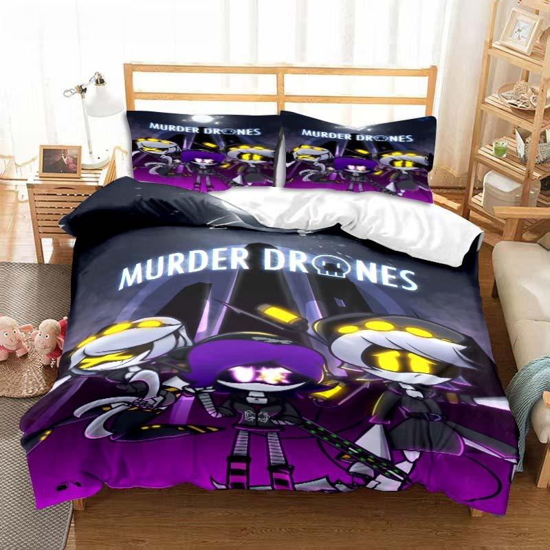 Murder Drones Anime Bedding Set Duvet Cover Pillow Case Children's Bedroom Bed Three-piece Set Single Double King Bed Set Gift