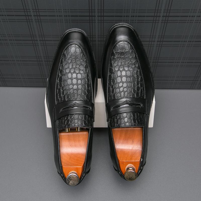 Новые мужские классические кожаные туфли с крокодиловым узором, деловые туфли-лоферы, модные повседневные туфли для вождения, коричневые