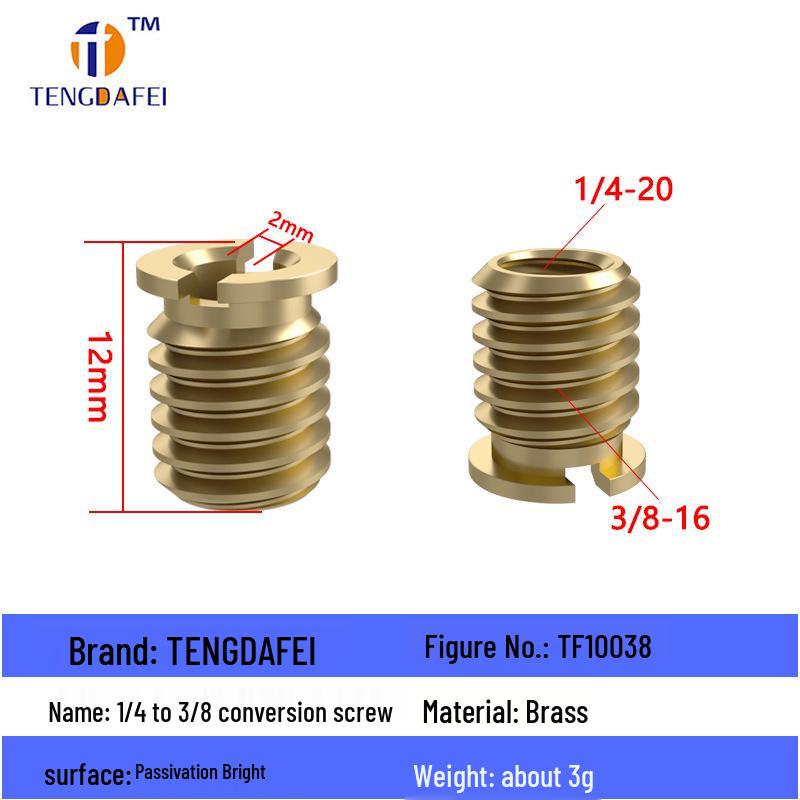 Reversible 1/4" Male To 3/8" Female Adapter for Camera Tripod Ball Head with M4-M8 Conversion Screws
