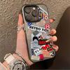 Серебристый чехол для мобильного телефона с граффити для Apple iPhone 16 Pro Max, 15 Pro, 14, 7, 8 Plus, XR, XS Max, корейский стиль.