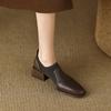 2024 New Genuine Leather Top Quality Sheepskin Shoes Woman Spring Slip On Dress Black Round Toe Ladies Loafers High Heel Shoes