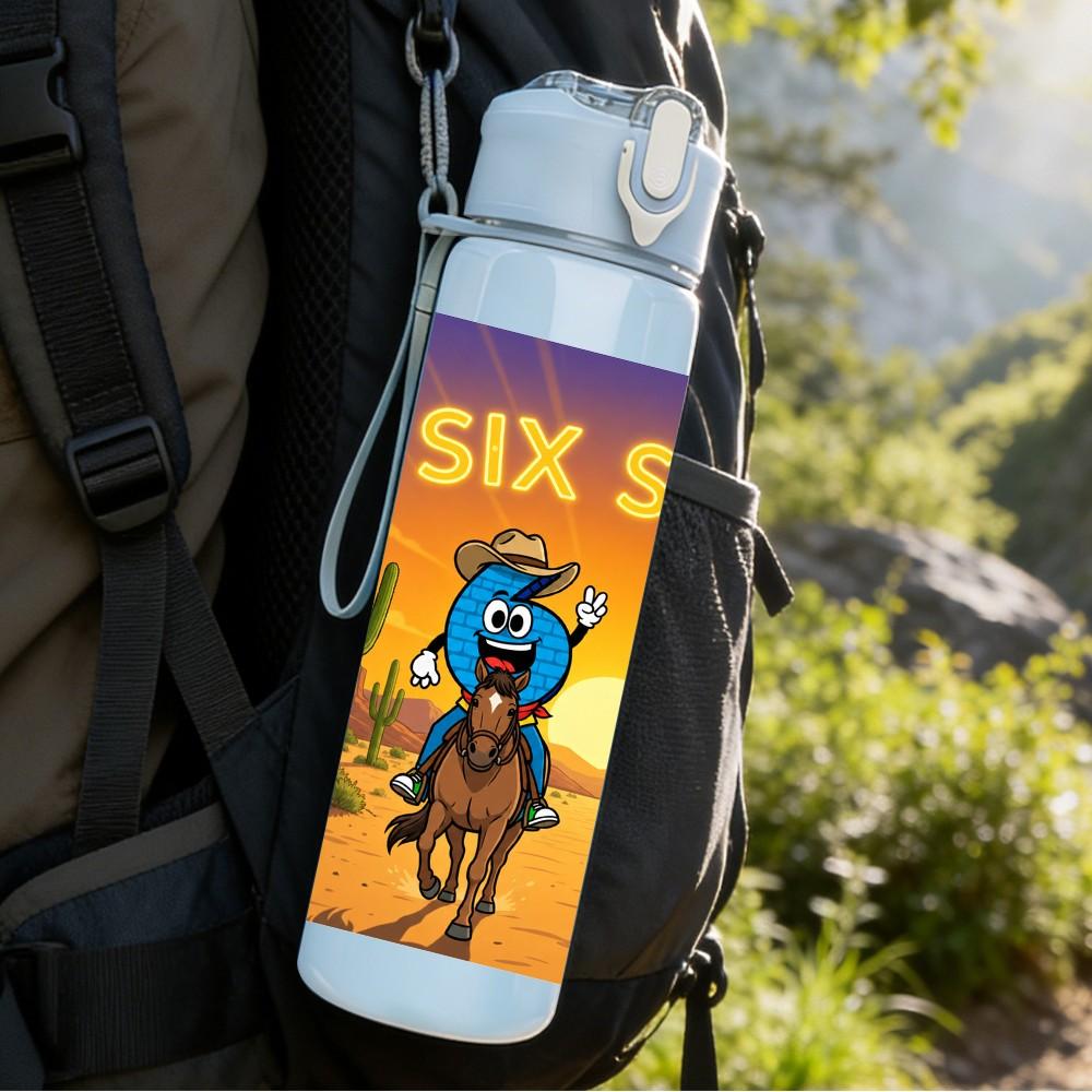 1PC Desert Cowboy Character Art Pattern 750ml Color Plastic Sports Water Bottle Leakproof Flip Straw Lid Suitable for Sports Office Home Use