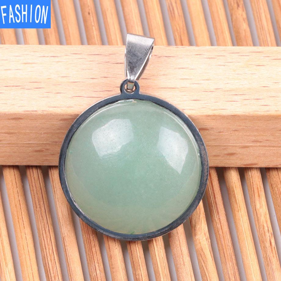 Женское простое ожерелье из нержавеющей стали с плоским камнем в европейском и американском стиле, модное ожерелье с натуральными кристаллами