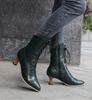 Large Size Casual Comfortable Women's Boots Autumn and Winter Wood Grain with Cross-strap Side Zipper Boots
