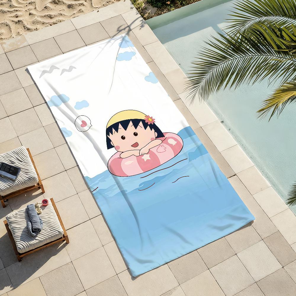 Мультяшное полотенце C-Chibi Maruko Chan для сушки и ванны. Подходит для плавания, кемпинга, йоги, пляжа.