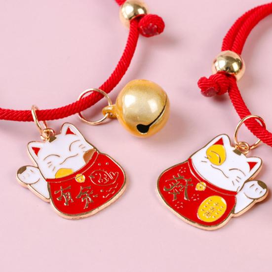 Ожерелье с изображением кошки, подвеска «Счастливый кот», очаровательный милый тканый ошейник для щенка и кошки