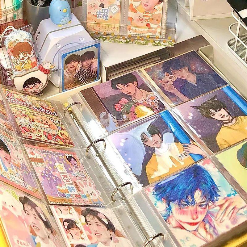 Блестящий PU-папка-регистратор A4 K-pop Коллекционер фотокарточек Книга-альбом Большой держатель для карт Макарон PU-кожа Альбом для фото айдолов