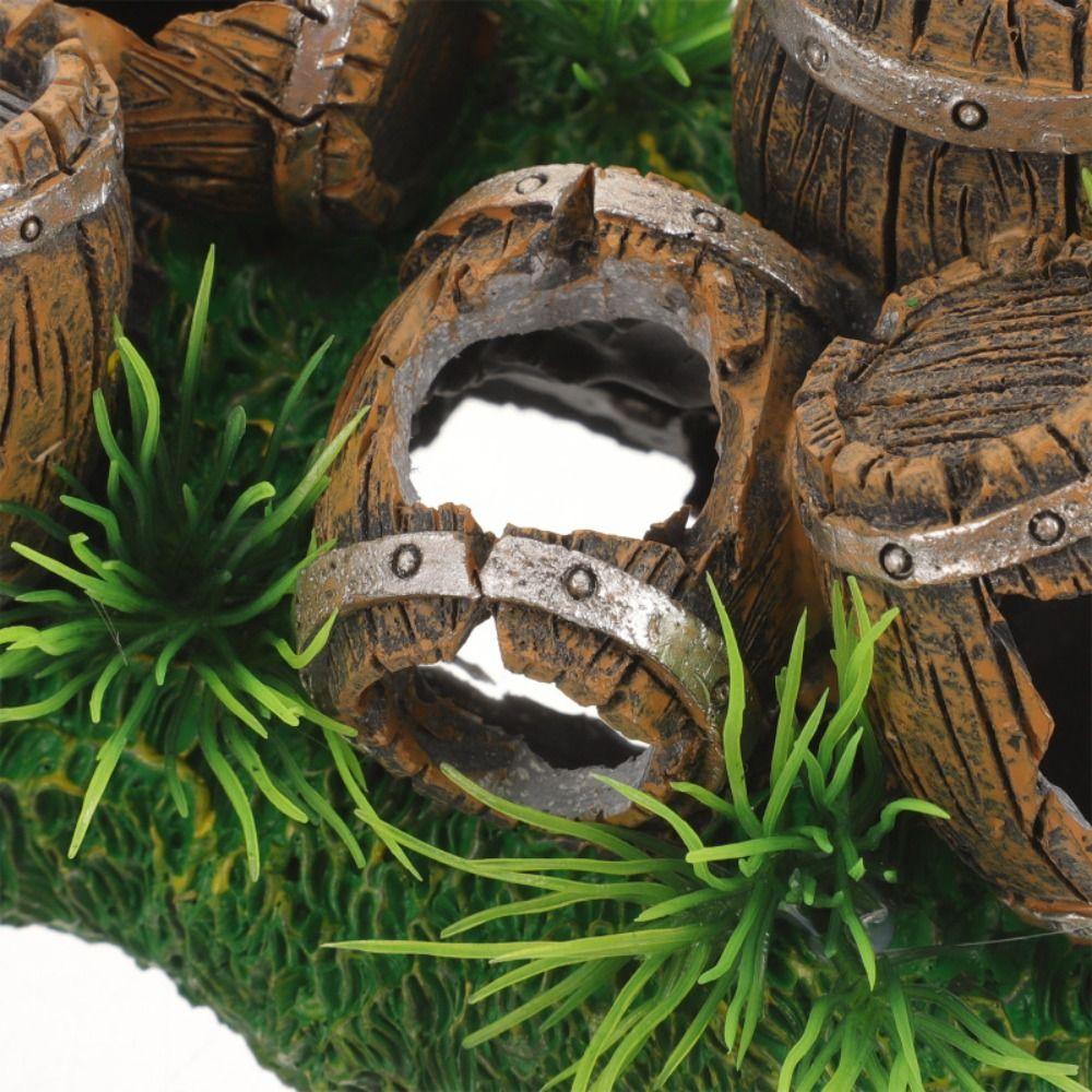Creative Hideout Aquarium Ornaments Artificial Antique Barrels Betta Cave Hiding Spawning Spot