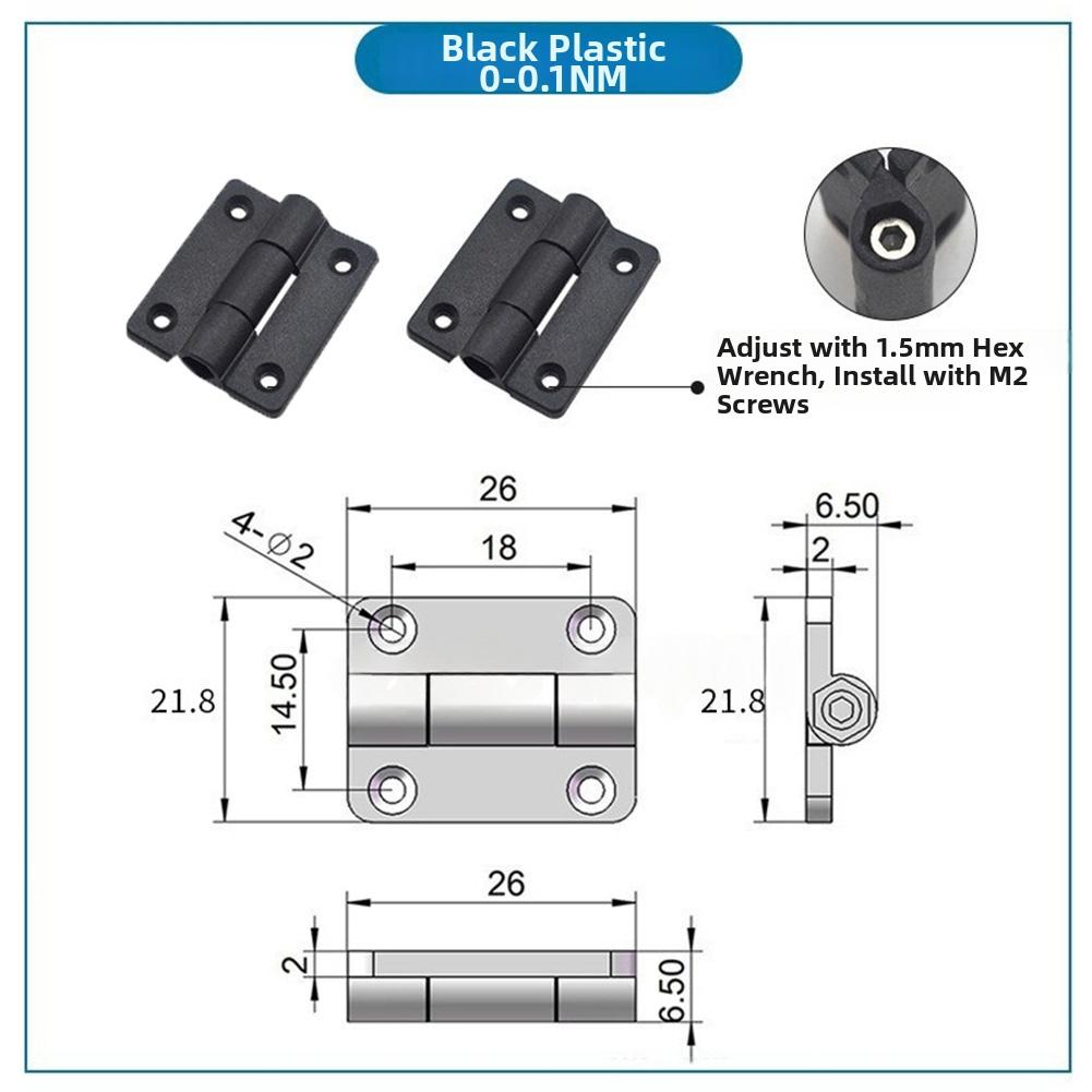 2pcs Hinges DIY Damped Rotary Shaft Adjustable Torque Hinge with Any Stop Positioning for Cabinets Electrical Panels Furniture