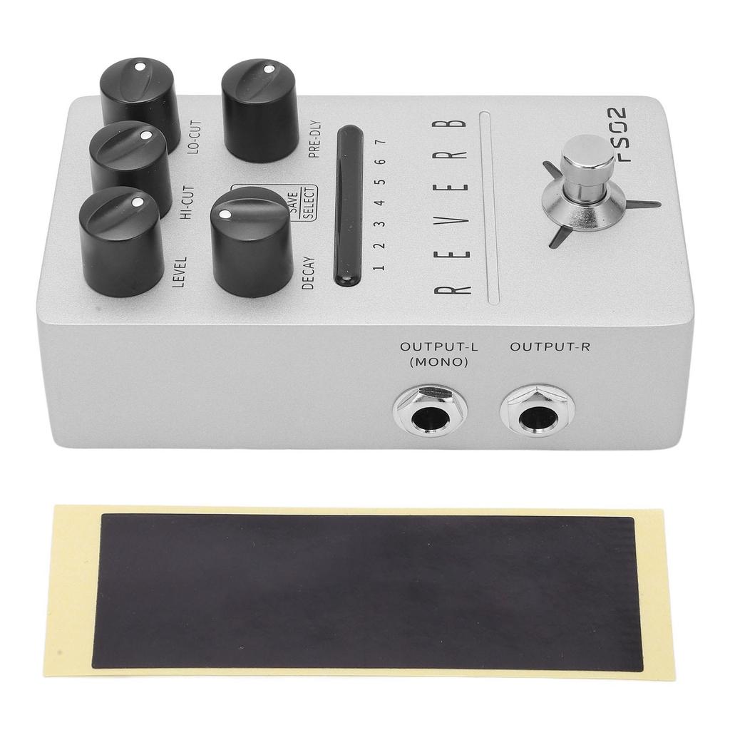 Серебристая педаль гитарного эффекта Стереофоническая 7 Классическая реверберация Конечная тонировка Удержание Педаль гитарного эффекта DC9V