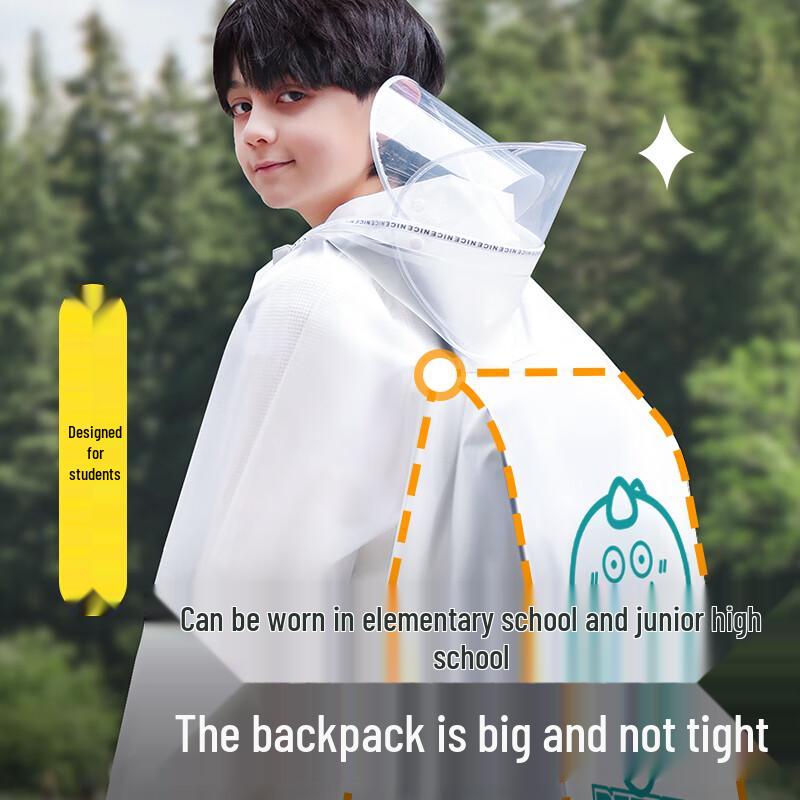 Moremerry Kids' Rain Poncho with Backpack Slot