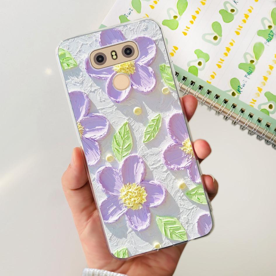 Чехол для LG G6 Plus LGM-G600K Чехлы для телефонов Популярный Цветок Мягкий Силикон Прозрачный Защитный Корпус Для LG G6 G 6 LG6 LGG6+ Задняя Крышка