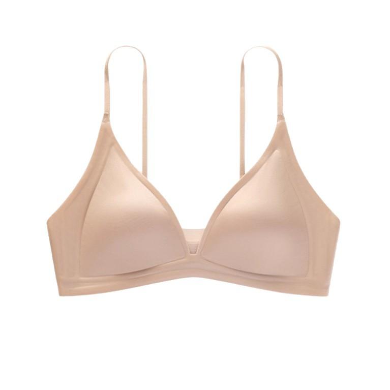 No steel ring French bra ultra-thin sexy triangle cup underwear big breasts show small bra close sub-breasts to prevent sagging