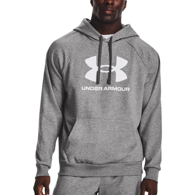 Under Armour Rival Fleece Sweatshirts Men's Gray Hooded Moderate Regular 1379758-025