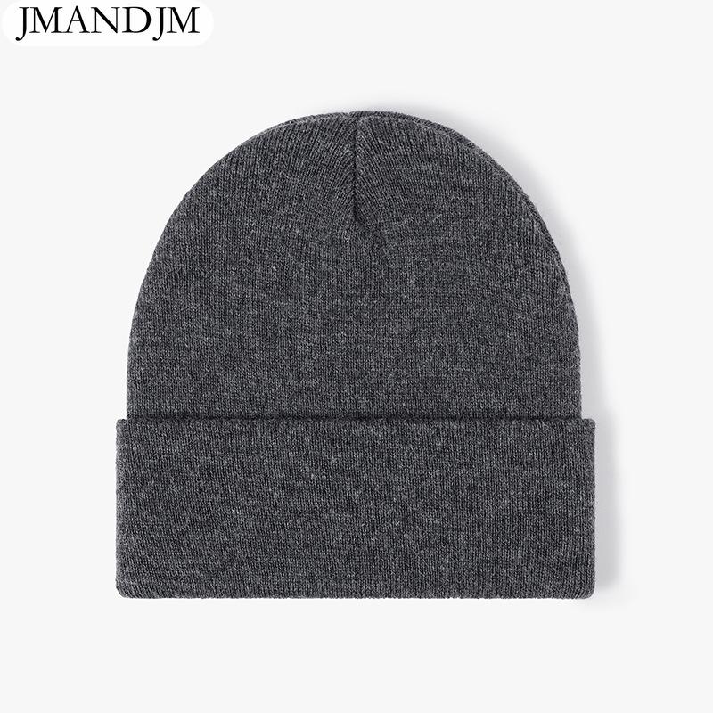 Available Autumn and Winter Warm Thickened Double Beanie Hat Simple Men's Women's Knitted Hat