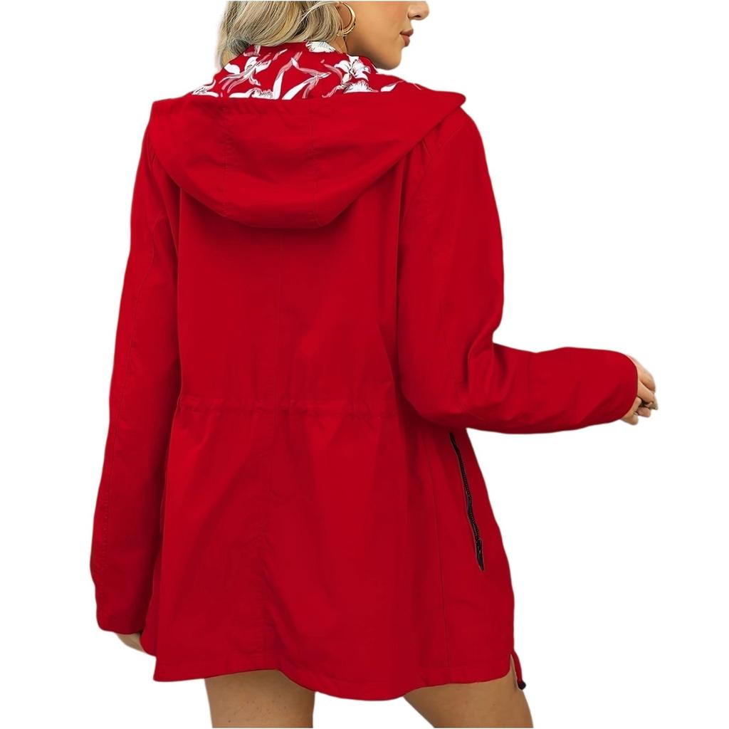 Women's Solid-color Hooded Long-sleeved Windbreaker, Mountaineering Sports Windbreaker, Jacket And Top