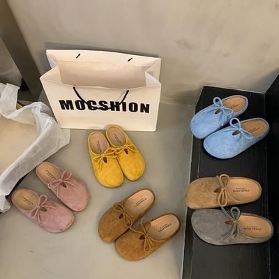 Универсальные тапочки-мешки Boken с плоским дном, женские, весна 2025, новые тапочки с бантом на одной педали и мягкой подошвой