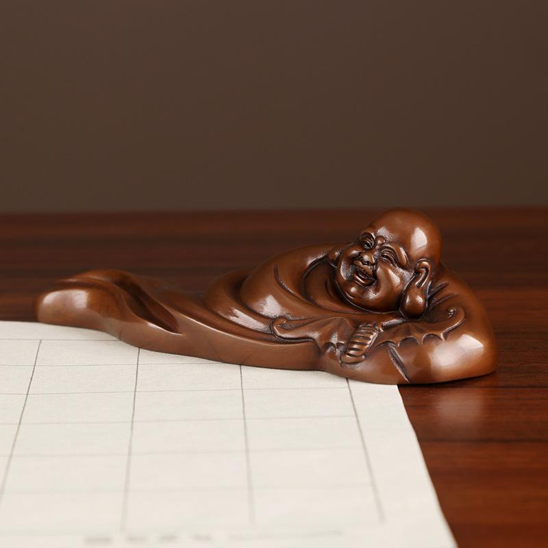 Red Copper Fu Around Buddha Home Office Desk Surface Panel Play Maitreya Car Small Ornaments