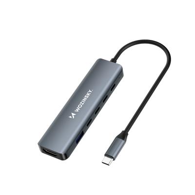 6w1 Хаб-разветвитель USB-A USB-C DisplayPort HDMI - серый