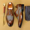 Men's Leather Shoes Business Formal Casual British Retro Brogue Carved Denim Individual Youth Wedding Shoes