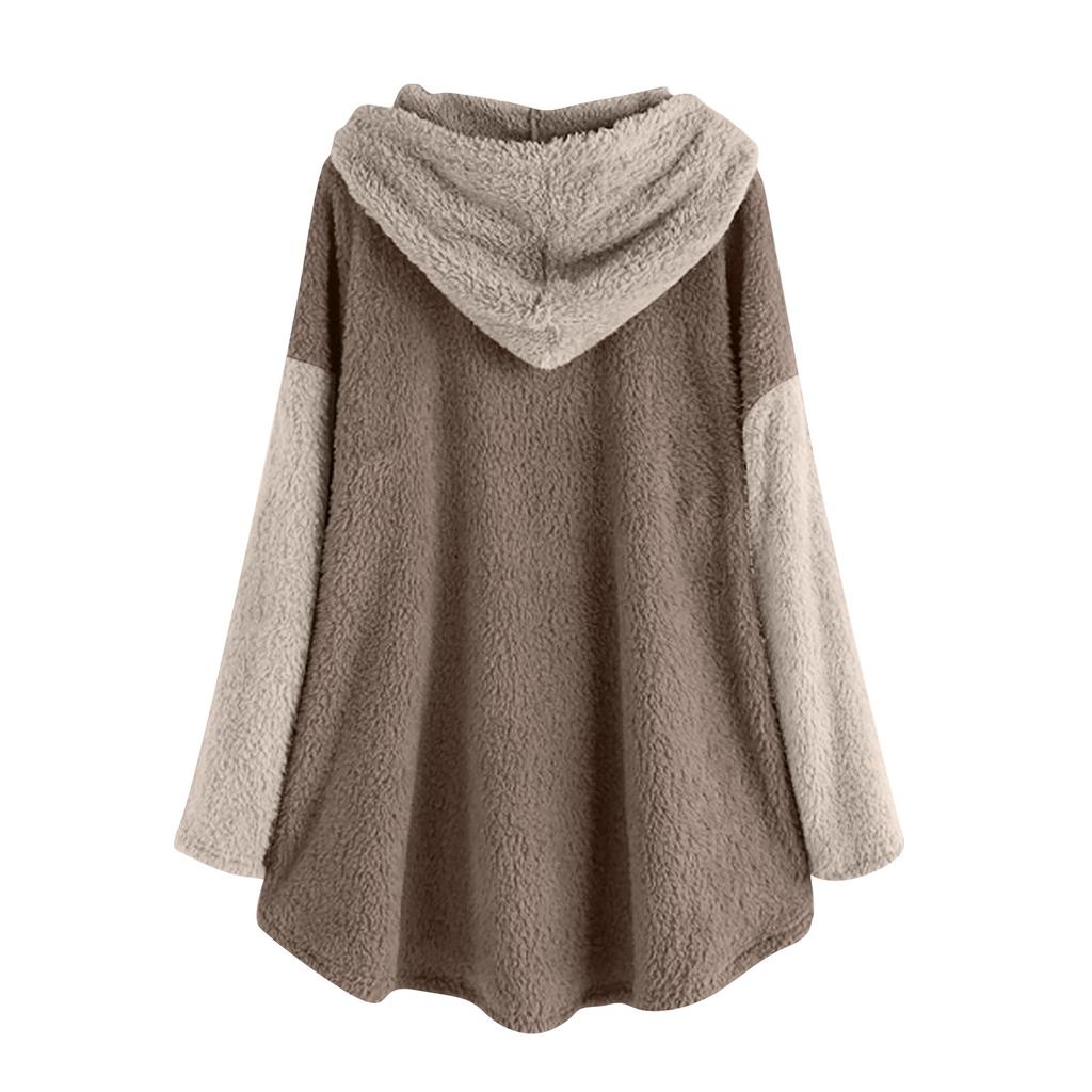 Женская зимняя повседневная цветная плюшевая теплая куртка с капюшоном большого размера