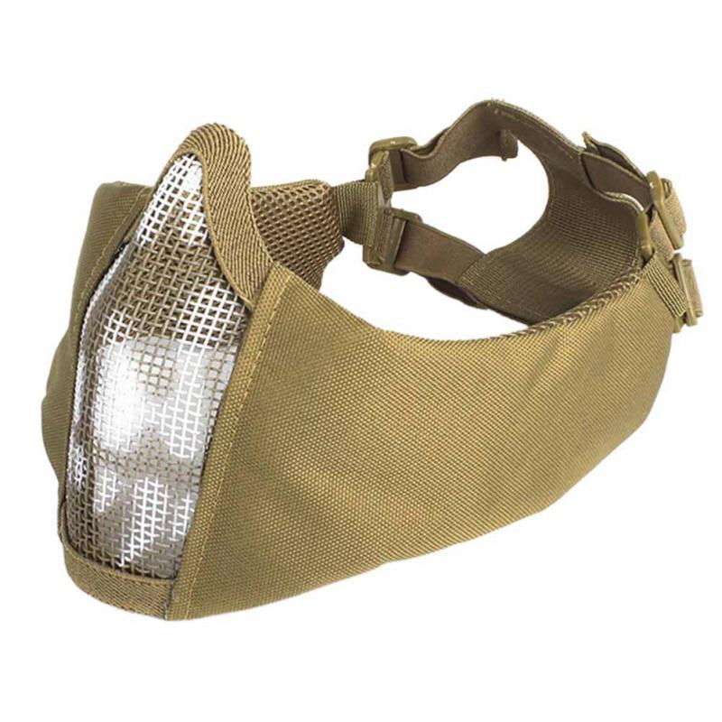 Модернизация защиты ушей Половина лица Тактическая металлическая стальная сетчатая маска Охотничий щит Военная маска фаната